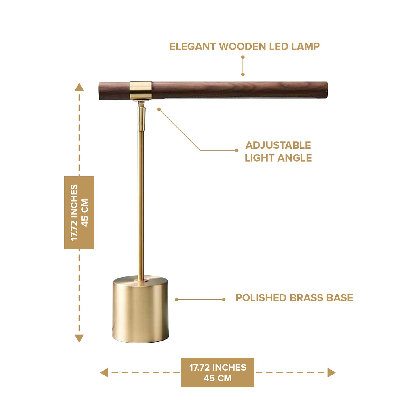 LED Wood Brass Elegant Desk Table Light - Bedroom Study Banker Adjustable Lamp