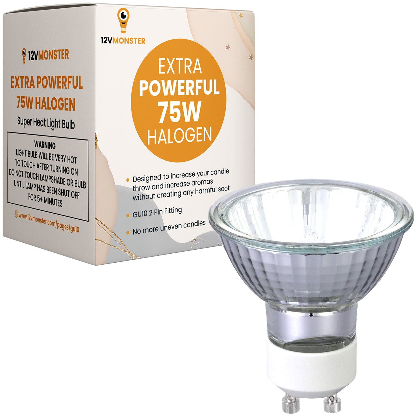 Premium GU10 2 Pin Halogen Candle Warmer Light Bulb Replacement 75W I Upgrade From 50W