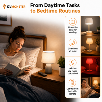 Remote control with dimming, timer, and color mode buttons for the LED bulb