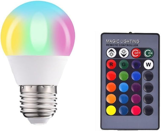 12V Color-Changing LED Bulb, 16 Colors, 3W, Remote, E26 Base – Accent Lighting, & Photography