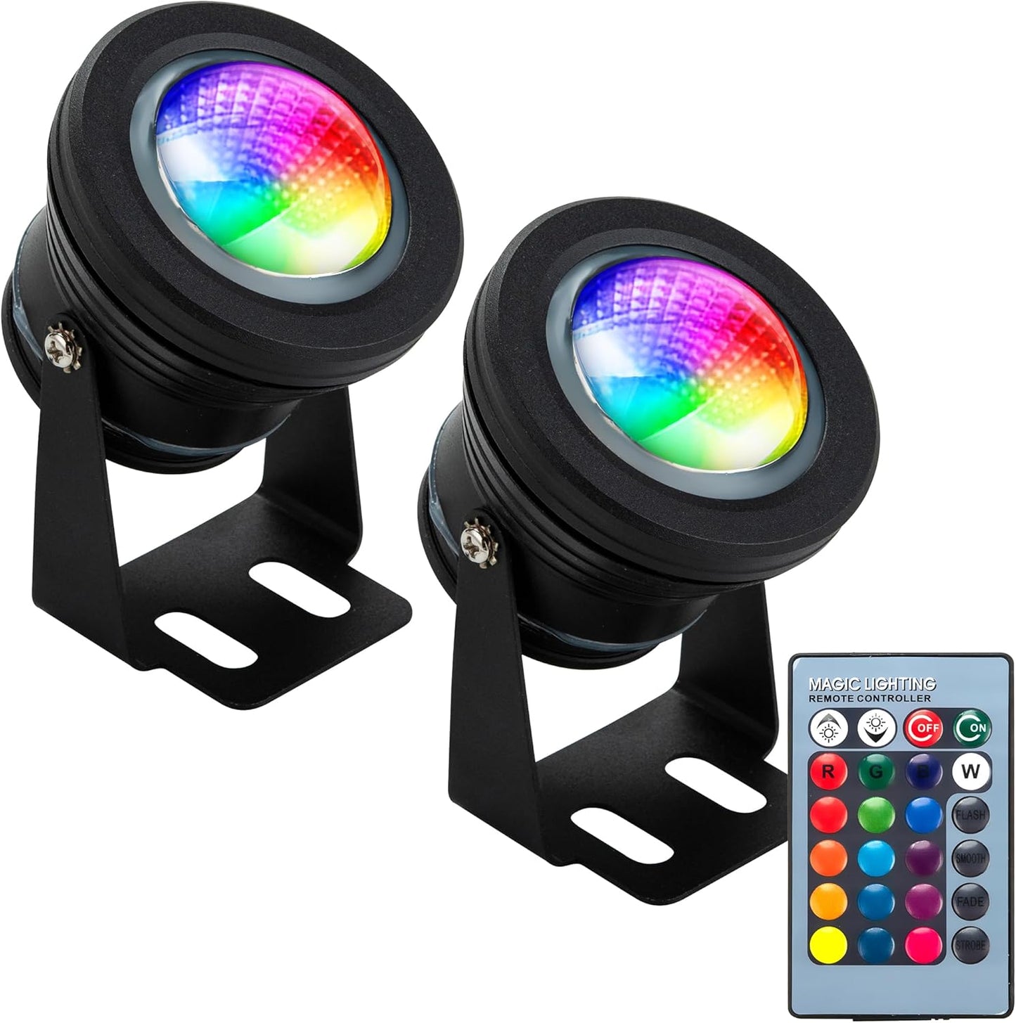 Color Changing RGB IP68 LED Outdoor Spot Light I DC 12 Volt 10 Watt 12" Wire