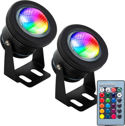 Color Changing RGB IP68 LED Outdoor Spot Light I DC 12 Volt 10 Watt 12" Wire