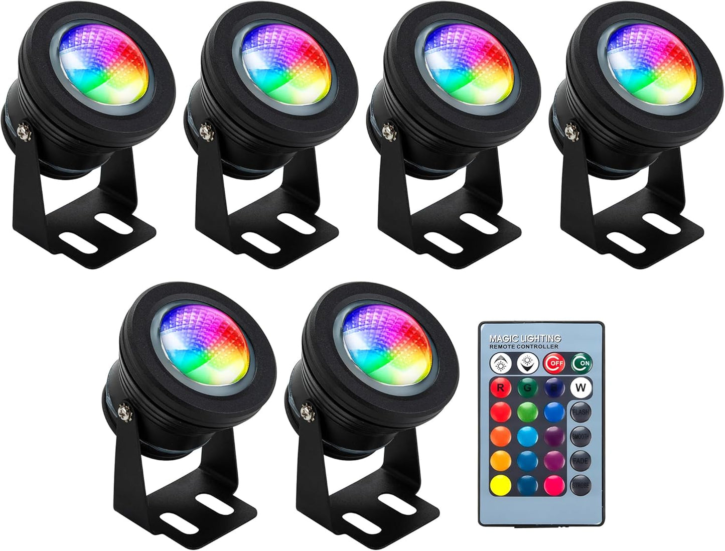 Color Changing RGB IP68 LED Outdoor Spot Light I DC 12 Volt 10 Watt 12" Wire