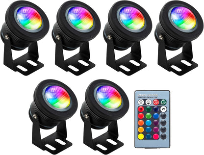 Color Changing RGB IP68 LED Outdoor Spot Light I DC 12 Volt 10 Watt 12" Wire