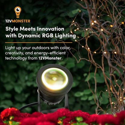 Color Changing RGB IP68 LED Outdoor Spot Light I DC 12 Volt 10 Watt 12" Wire