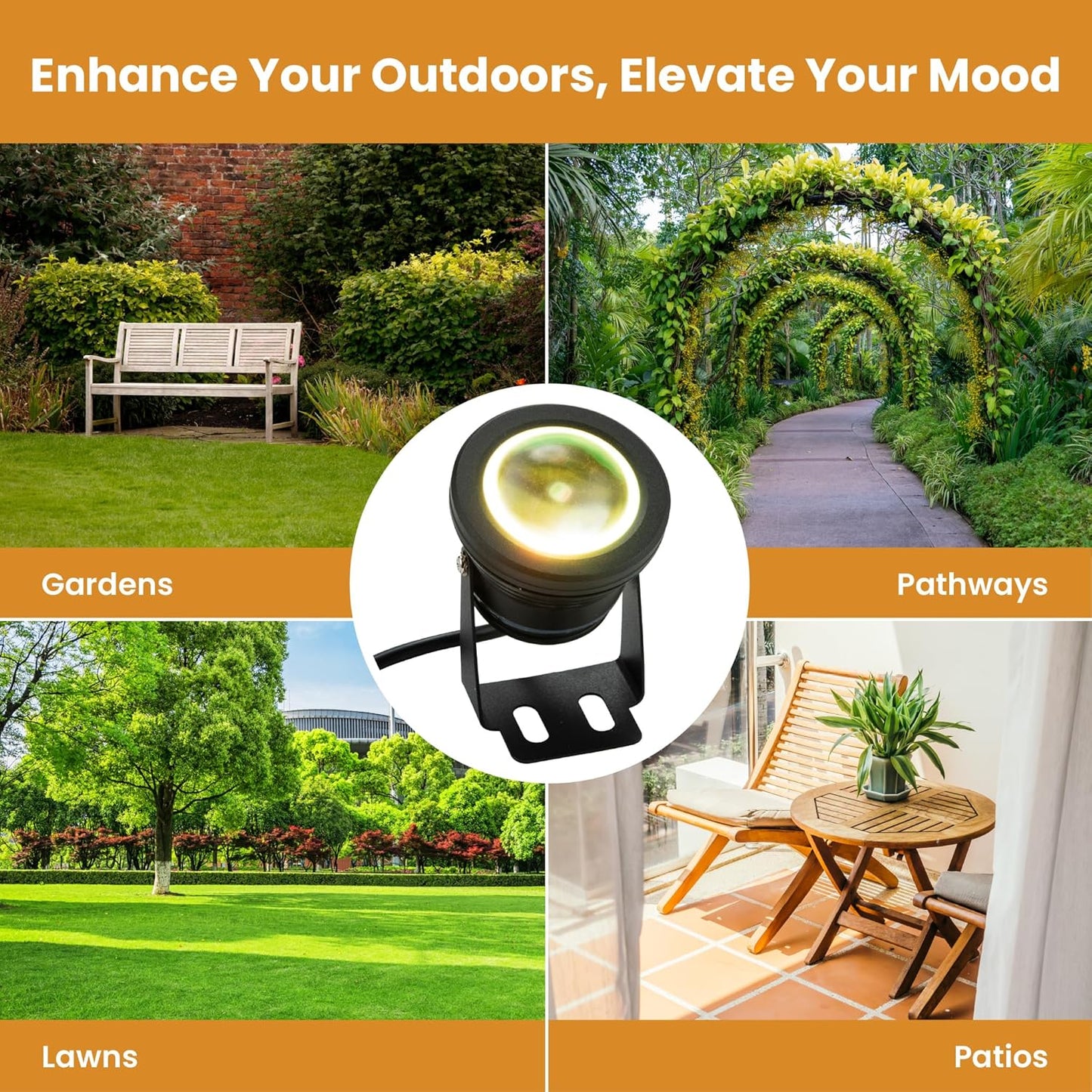Color Changing RGB IP68 LED Outdoor Spot Light I DC 12 Volt 10 Watt 12" Wire