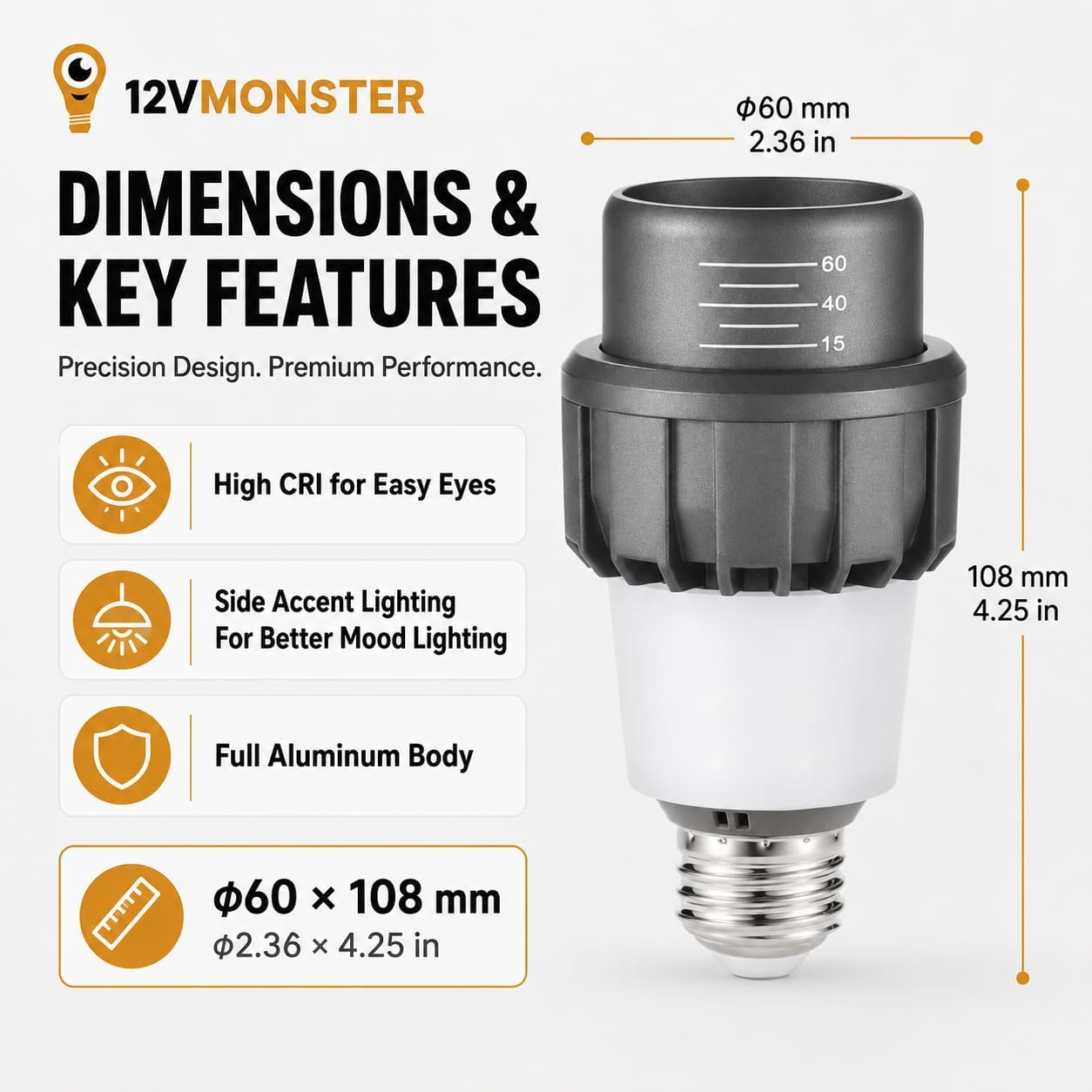 E26 LED Adjustable Beam Spotlight Bulb - 6000K PAR16/PAR20 Display Light with Side Accent Panel for Fixtures & Track Lighting