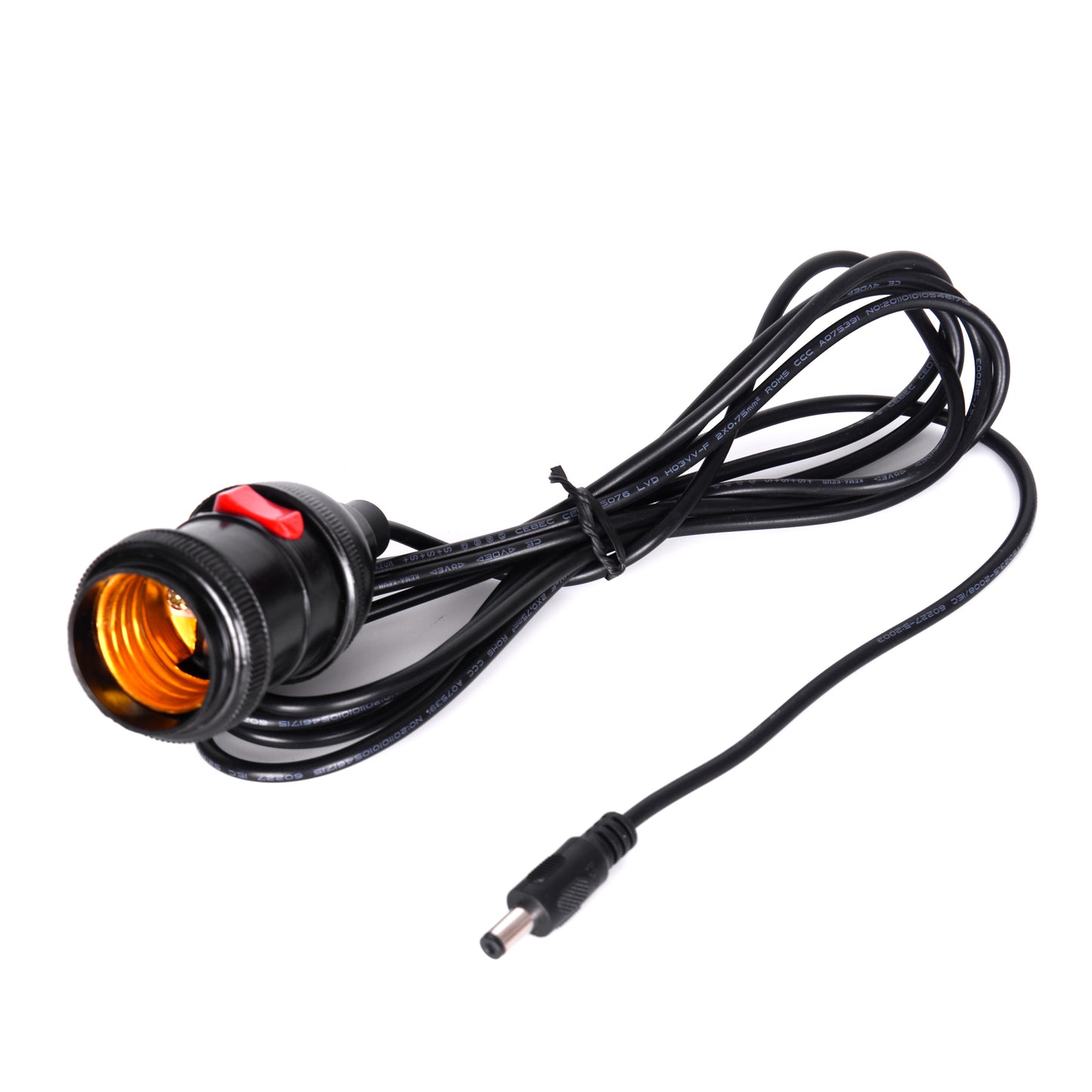 DC 12 Volt 2.1MM Connector E26 E27 Lamp Holder 8 Feet Wiring With On Off Switch