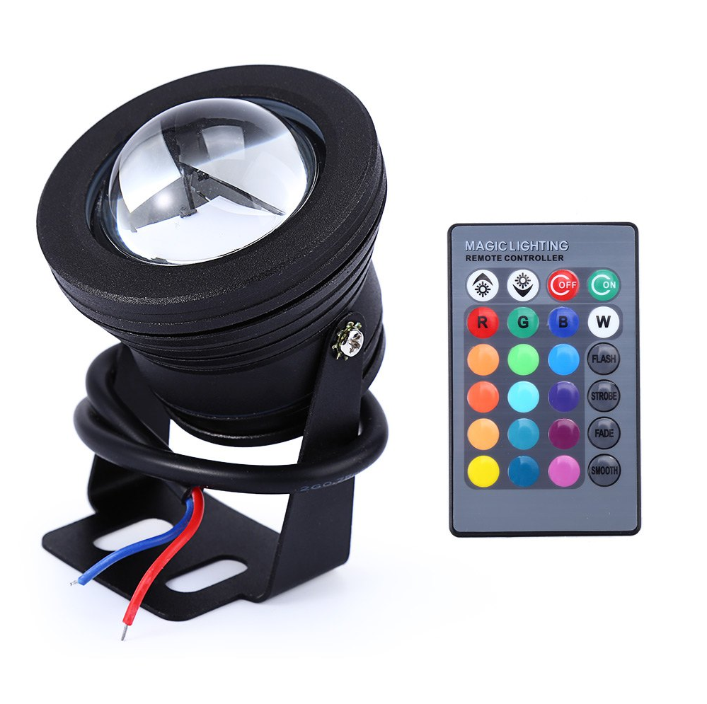 Color Changing RGB IP68 LED Outdoor Spot Light I DC 12 Volt 10 Watt 12" Wire