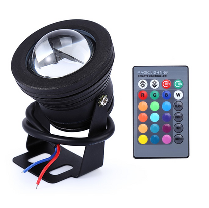 Color Changing RGB IP68 LED Outdoor Spot Light I DC 12 Volt 10 Watt 12" Wire