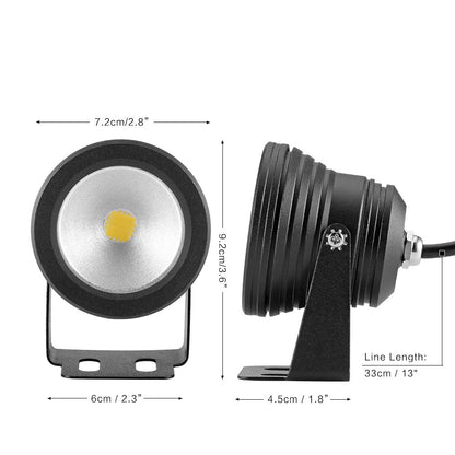 IP68 LED Outdoor Spot Light With Mount I DC 12 Volt 10 Watt 12" Wire