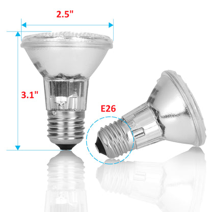 3-Pack / 6-Pack / 15-Pack Value PAR20 50W Halogen Light Bulbs – Dimmable 2700K Warm White, E26 Base for Recessed, Track, and Ceiling Lighting