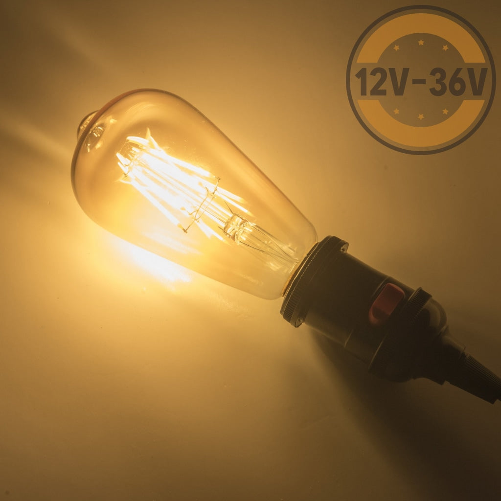 Dc 12V 24V 36V 6W Led St64 Bronze Amber Retro Filament Light Bulb Light Bulb