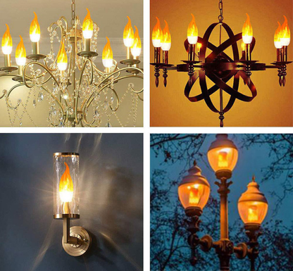 120V 240V Flame Effect Chandelier LED Fire Candle Light Bulb Flaming Flicker E12 E14