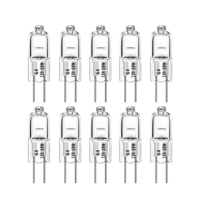 G4 20W AC/DC 12V Clear Halogen Light Bulb JC Spot Light Desk Lamp I 10 Pack