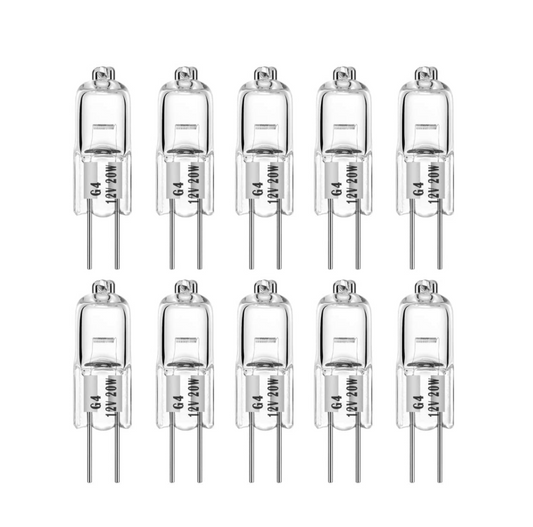 G4 20W AC/DC 12V Clear Halogen Light Bulb JC Spot Light Desk Lamp I 10 Pack